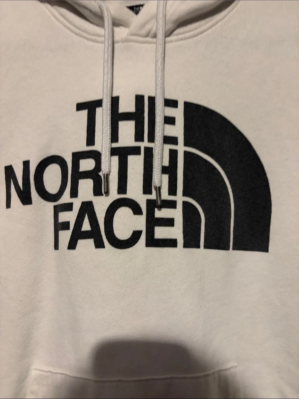 The North Face Men's Small White Half Dome Logo Pullover Hoodie Circular Design